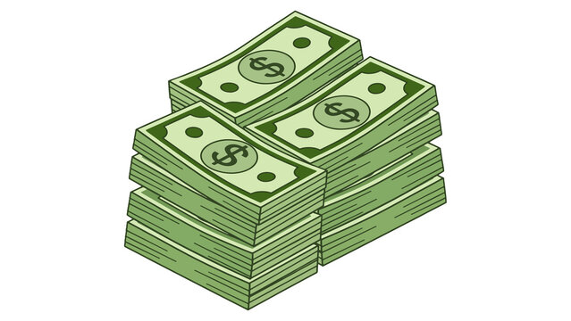 Three stacks of green dollar bills on a black background