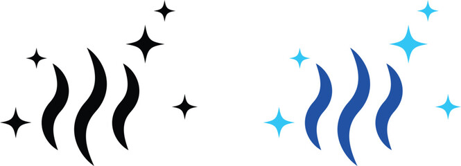 Naklejka premium Fresh aroma icon set. Fragrance steam lines. star sparkle shine symbol. Clean scent and laundry freshness concept design