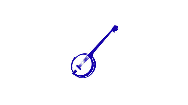 A vibrant blue vector illustration of a classic banjo set