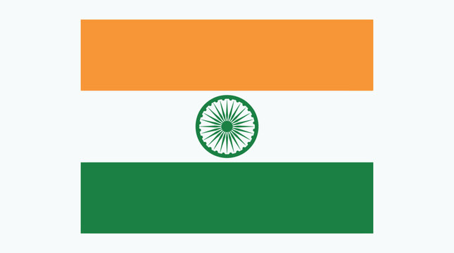 Indian national flag vector illustration, official tricolor of India with Ashoka Chakra, saffron white and green horizontal stripes, patriotic symbol