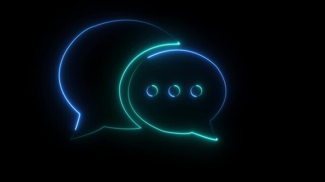 Seamless loop animation concept on the transparent background. Motion graphics of Empty copy space idea. chatting icon and 4 tone neon color box. 4k video animation