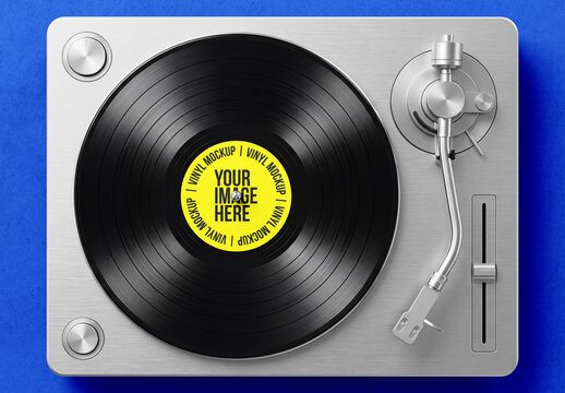 Top View Vinyl Record Player Mockup