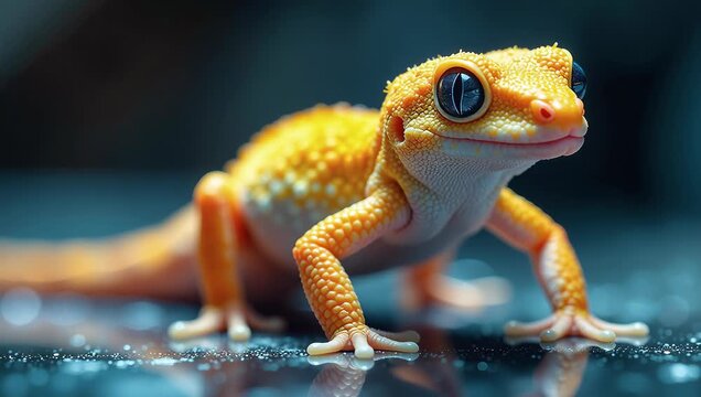 Close-Up of a Vibrant Gecko Exploring Its Environment