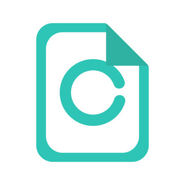 Turquoise document icon with letter C for copyright and intellectual property protection