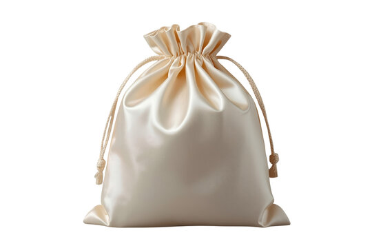 Elegant drawstring satin pouch symbolizing luxury, gift giving, and special occasions, transparent background