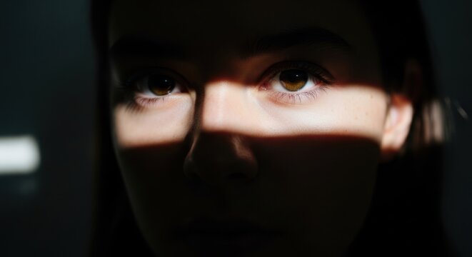 Woman wearing black niqab closeup eyes.