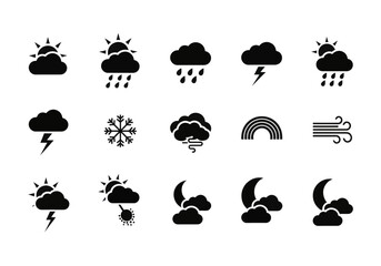 Obraz premium Weather forecast icons on white background 1.