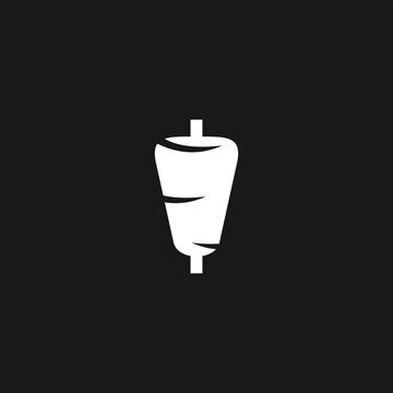 silhouette food meat logo Shawarma icon white silhouette on black background
