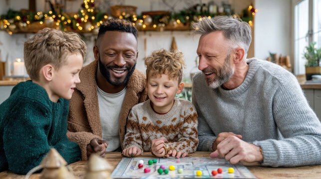 loving family gathers around table on christmas eve enjoying board games and laughter