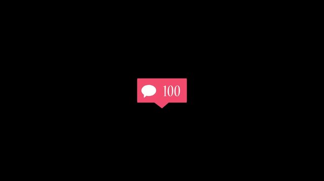 Social media like and comment counter animation with rising numbers icon notification overlay.