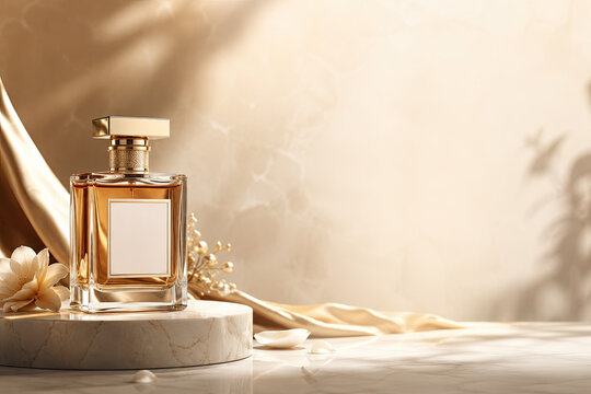 Elegant perfume bottle with floral accents