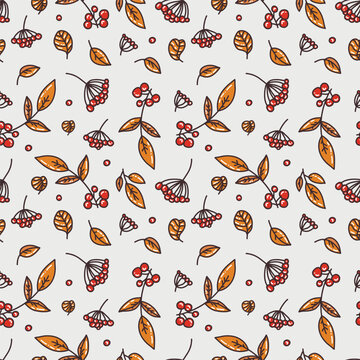 A charming seamless pattern featuring red berries.