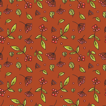 A charming seamless pattern featuring red berries.