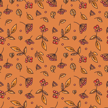 A charming seamless pattern featuring red berries.