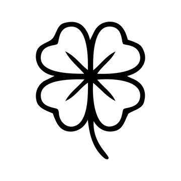 Four leaf clover icon. Lucky shamrock symbol for St Patrick Day.