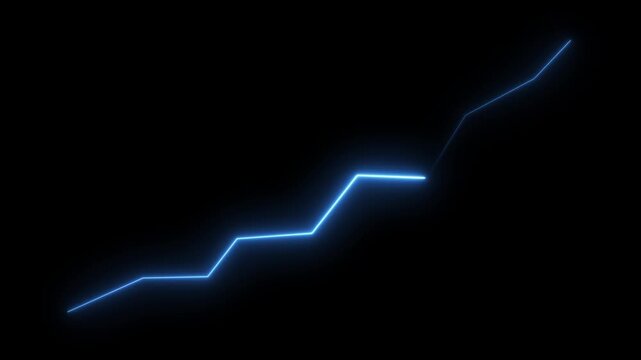 Neon Business chart icon isolated . business chart growth. Zigzag up right arrow color, on alpha transparent background