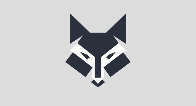 Geometric fox or wolf head logo on gray background.