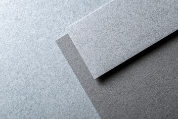 Fototapeta premium Calm grey gloss paper background with light texture and cardboard accent for layouts