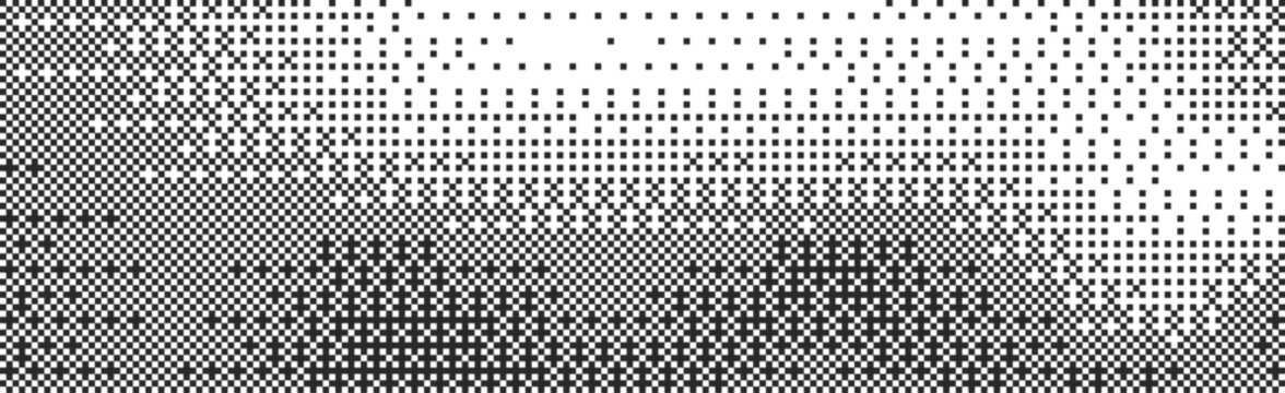Bitmap dither pixel gradient effect texture. Abstract 8-bit halftone effects for vintage video, computer retro game design.Y2K halftone pixelated, grain, dot, noise art style&mdash;vector creative concept.