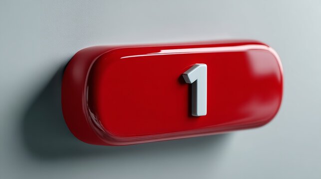Red Notification Badge with Number One Centered