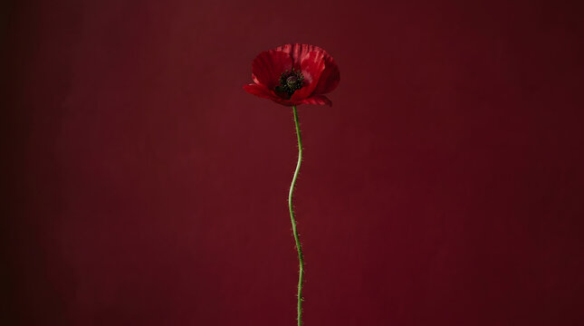 red poppy on black background