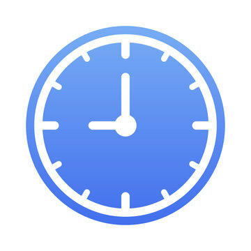 Modern blue clock icon for digital interface