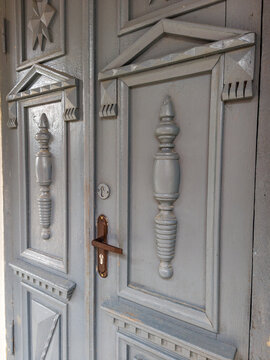 Classic Vintage Wooden Door with Carved Decorative Panel Design
