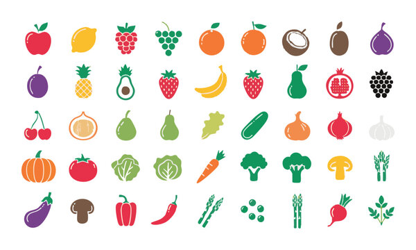 Fresh Grocery Food Icon Collection.