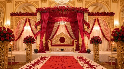Fototapeta premium Indian wedding stage ceremony decoration