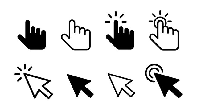 Collection of various computer mouse cursor and clicking hand user interface