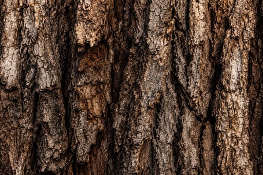 Close-up of rough, textured tree bark with natural brown and grey tones