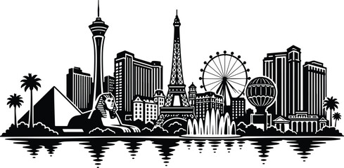 Las Vegas Skyline Silhouette Landscape Vector Illustration © Binh