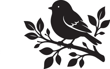 Fototapeta premium Bird on Branch Silhouette Icon