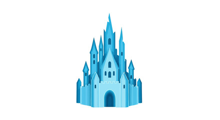 Majestic blue ice castle with multiple towers and spires © cintya