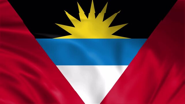 Antigua and barbuda flag waving in the win full screen 3d animation loop seamless animation. good for background waiting screen.