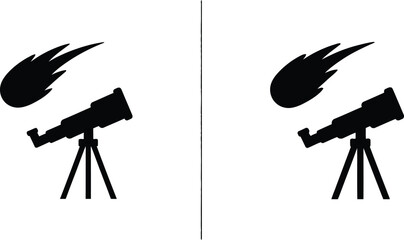 Telescope Observing a Comet in the Night Sky with a Silhouette Design Featuring Astronomy, Stargazing, Observation with Space © Ayesha