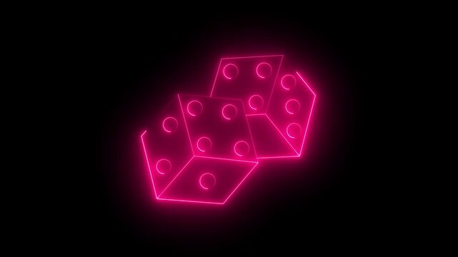 Glowing Neon Dice Casino Motion Background Animated Colorful Pair of Dice Loop