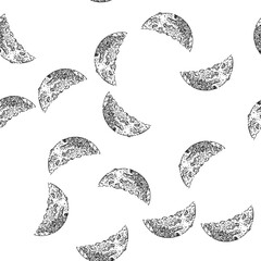seamless pattern eclipse moon hand drawn. craters phases, orbit tides, surface exploration eclipse moon black sketch illustration © PikePicture