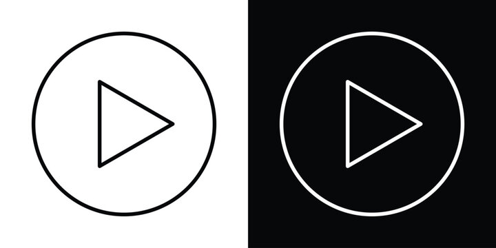 Play icon black and white pictograms group