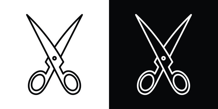 Scissors icon black and white pictograms group