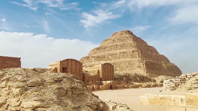 Pyramid of Djoser, Step Pyramid at Saqqara. The First Pyramid in Ancient Egypt
