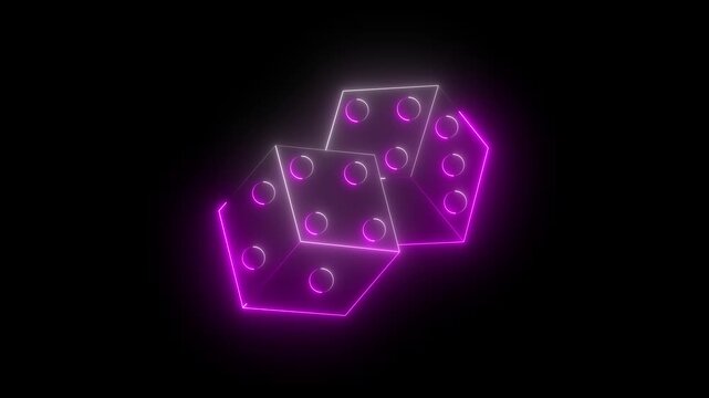 Glowing Neon Dice Casino Motion Background Animated Colorful Pair of Dice Loop
