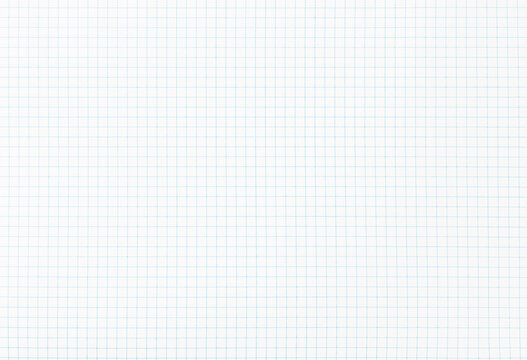 Blank white checkered paper background with light blue grid lines and clean copy space, useful for online learning, study at home, homework, writing, planning, worksheets and education templates.