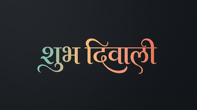 Shubh Diwali Hindi calligraphy text on dark background, elegant Shubh Deepavali greeting in Devanagari script, festive Indian holiday typography