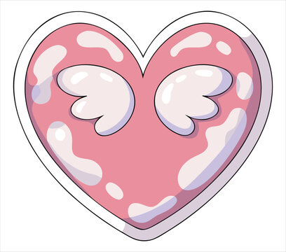 Pastel Pink Heart with Inner Angel Wings