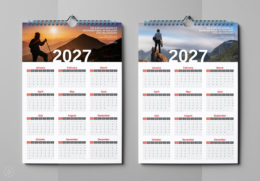 Modern 2027 Wall Calendar Design Template Printable Yearly Wall Planner
