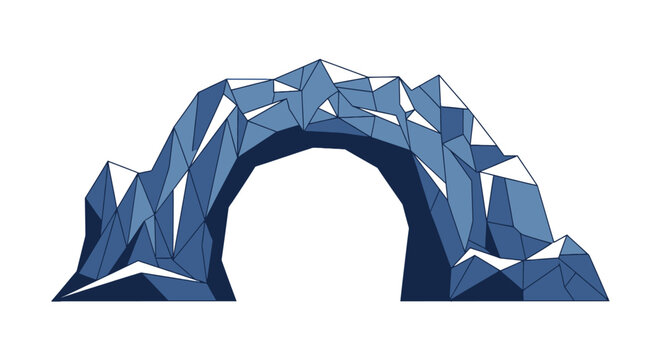 Geometric blue mountain arch with low poly design