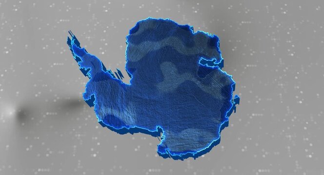 Antarctica 3d Map Reflected Animation With Digital Background