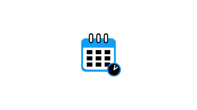 Calendar with Clock Icon. Schedule Planner, Appointment Reminder, Event Time Management, Date and Time Symbol, Business Planning, Modern Flat UI Icon Isolated on White Background