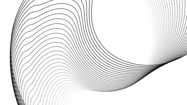 Abstract Flowing White Wave Lines on Black Background | Modern Minimal Geometric Curve Wallpaper